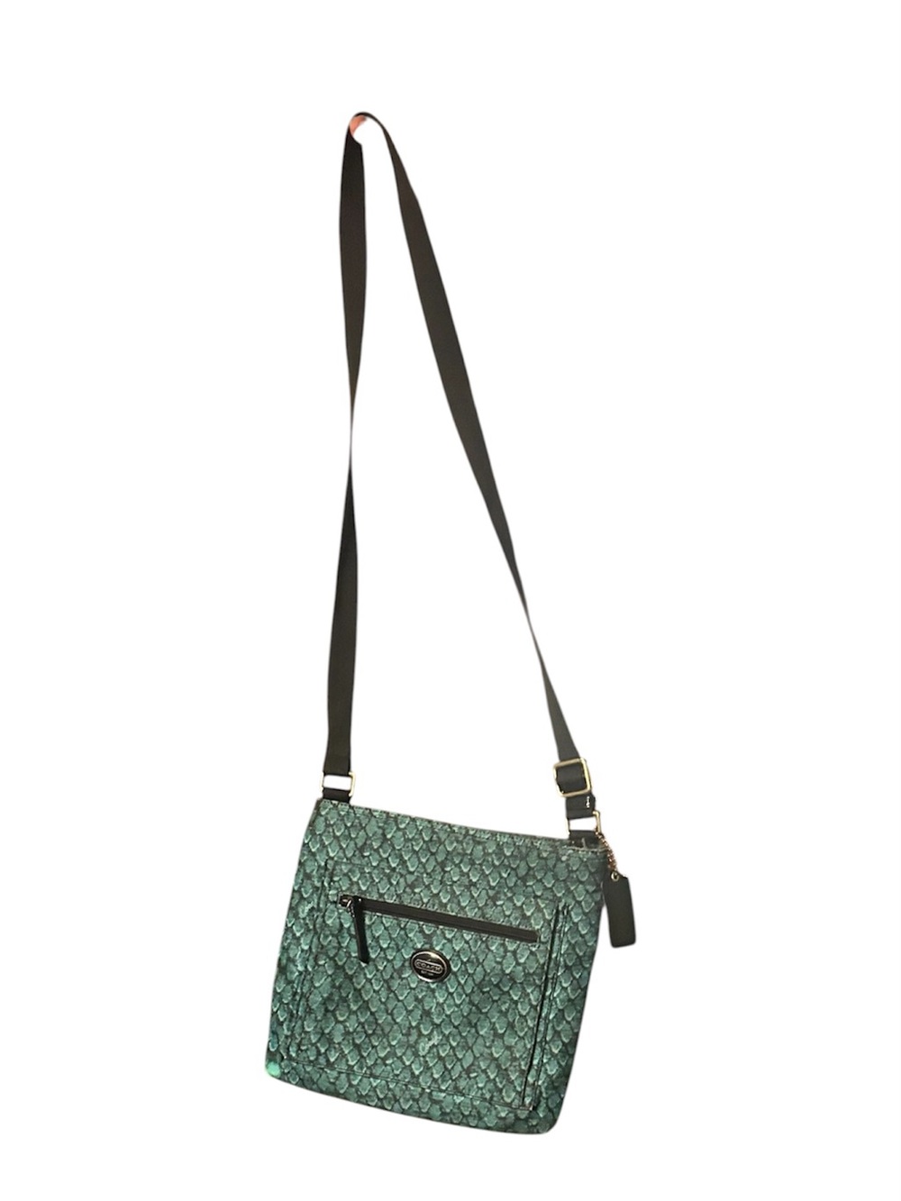 Coach Green Snake Print Swingpack Crossbody Handbag
